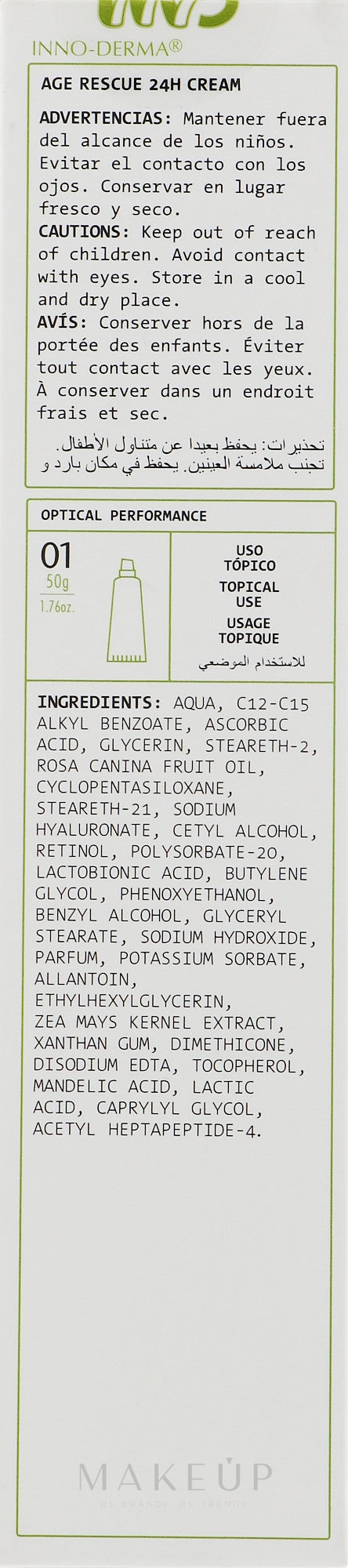 Innoaesthetics Inno-Exfo Age Rescue 24H Cream | Creme facial ativo anti-envelhecimento